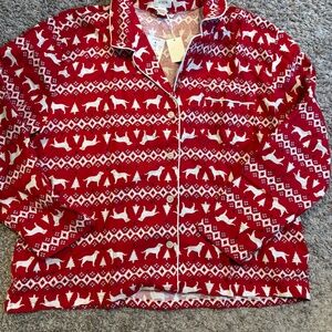 NWT J.Crew Factory Women's Two Piece Pajama Set Size Large Christmas Dog Theme